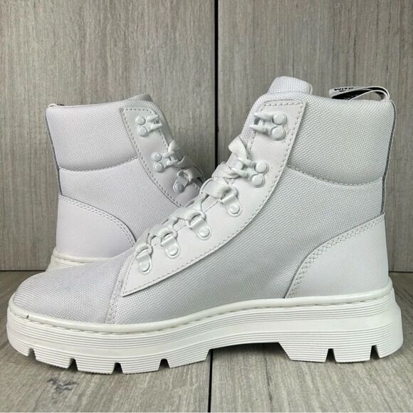 NEW Dr. Martens Docs Combs White Canvas Lace Up Combat Boot Shoes Women’s Size 9 - Picture 3 of 10